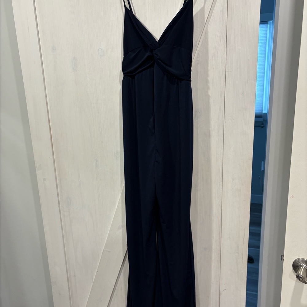 Elegant dark blue Jumpsuit maternity flared leggings